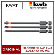 Набір торсіонних біт KWB TORSION PH1/2/3 3 шт довжина 100 мм хвостовик 1/4" E 6.3.