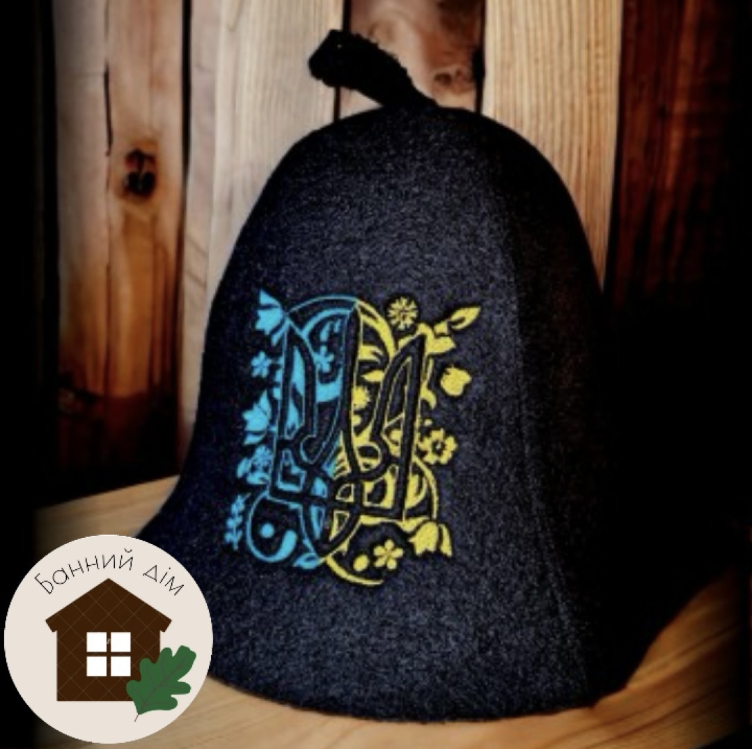 Шапка для лазні повстяна "Квітковий герб", фото 1