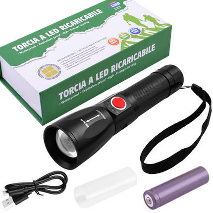 Ліхтар P530-P50, 1x18650/3xAAA, zoom, індикація заряду, ремінець, ЗУ Type-C, фото 3