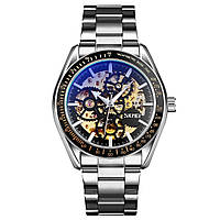 Чоловічий механічний годинник скелетон з автопідзаводом Skmei 9194.  Металевий браслет.
