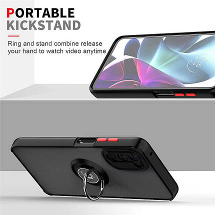 TPU чохол накладка Matte Ring Magnit для Motorola G42 чорний, фото 3