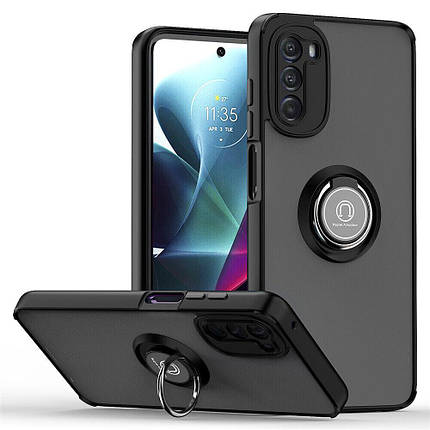 TPU чохол накладка Matte Ring Magnit для Motorola G42 чорний, фото 1