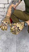 Зимние тактические перчатки мультикам койот на флисе с сенсором, военные водонепроницаемые боевые перчатки зсу