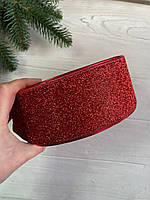 Лента блестящая новогодняя 6,3 " Метал " , красная рулон 45 метров