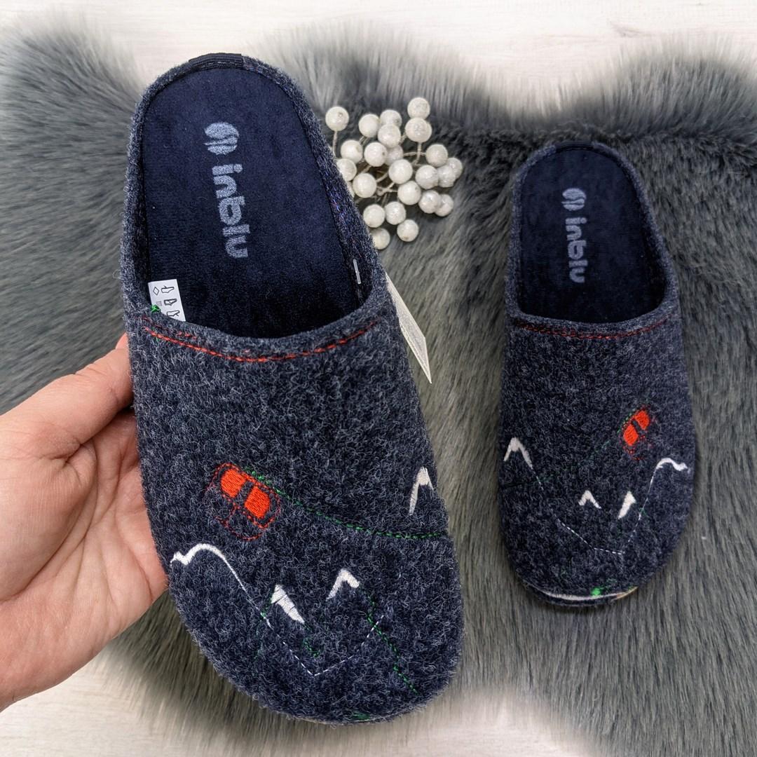 Тапочки домашні жіночі Inblu фетрові на поліуретановій підошві сині 4320, фото 1