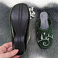 Тапочки домашні жіночі Inblu зелені фетрові на тонкій підошві 4322, фото 3