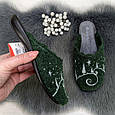 Тапочки домашні жіночі Inblu зелені фетрові на тонкій підошві 4322, фото 6