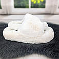 Тапочки хутряні жіночі білі на платформі Horoso 4326, фото 4