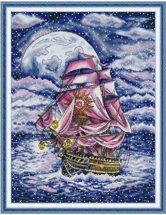 Набір для вишивання за нанесеною на канву схемою "Sailing Under the Stars ".AIDA 14CT printed , 35*44 см