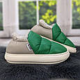 Тапочки жіночі чуні із задником еко-шкіра на хутрі зелені 4325, фото 2