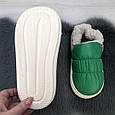 Тапочки жіночі чуні із задником еко-шкіра на хутрі зелені 4325, фото 3