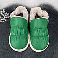 Тапочки жіночі чуні із задником еко-шкіра на хутрі зелені 4325, фото 4