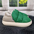 Тапочки жіночі чуні із задником еко-шкіра на хутрі зелені 4325, фото 5