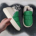 Тапочки жіночі чуні із задником еко-шкіра на хутрі зелені 4325, фото 6