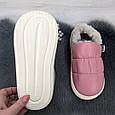 Тапочки жіночі чуні із задником еко-шкіра на хутрі рожеві 4325, фото 3