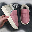 Тапочки жіночі чуні із задником еко-шкіра на хутрі рожеві 4325, фото 5