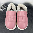 Тапочки жіночі чуні із задником еко-шкіра на хутрі рожеві 4325, фото 6