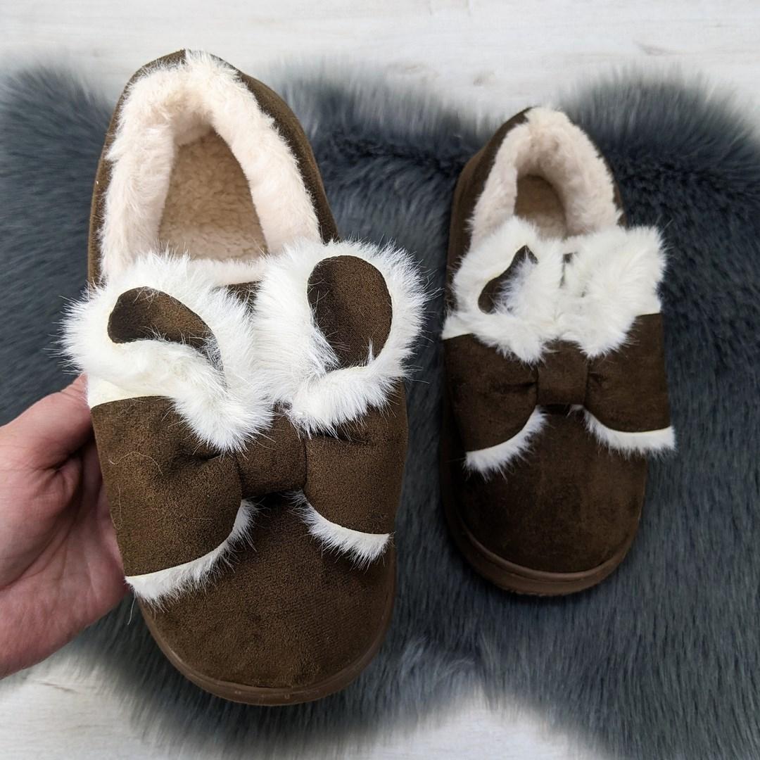 Тапочки жіночі чуні із задником на хутрі темно-коричневі 4317, фото 1
