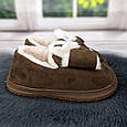 Тапочки жіночі чуні із задником на хутрі темно-коричневі 4317, фото 2