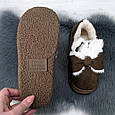 Тапочки жіночі чуні із задником на хутрі темно-коричневі 4317, фото 4