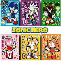 Набір наклейок Сонік Sonic Hero 6 аркушів