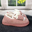 Тапочки жіночі чуні із задником на хутрі пудрові 4317, фото 4