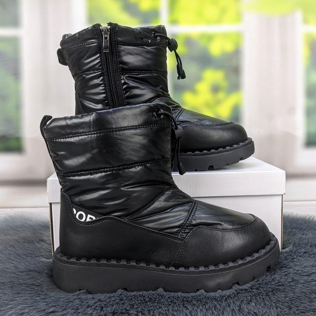 Черевики дутики жіночі на хутрі чорні 4268, фото 1