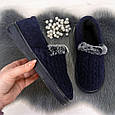 Тапочки чуні жіночі теплі темно-сині на флісі Progress 4339, фото 6