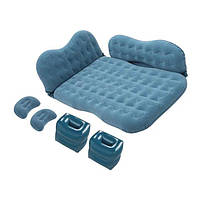 Надувная кровать-матрац с подушками и подголовником на заднее сиденье 135*88*45 см SY10124 Голубой