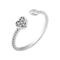 Серебряное кольцо фаланговое с двумя сердцами