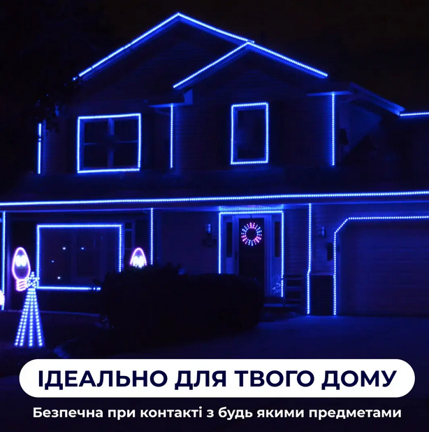Гірлянда стрічка вулична новорічна прикраса дому Дюралайт світлодіодна 16 м морозостійка прозорий дріт
