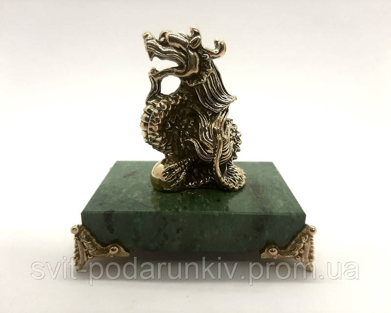 Статуетка бронзовий Дракон з перлиною оригінальний подарунок