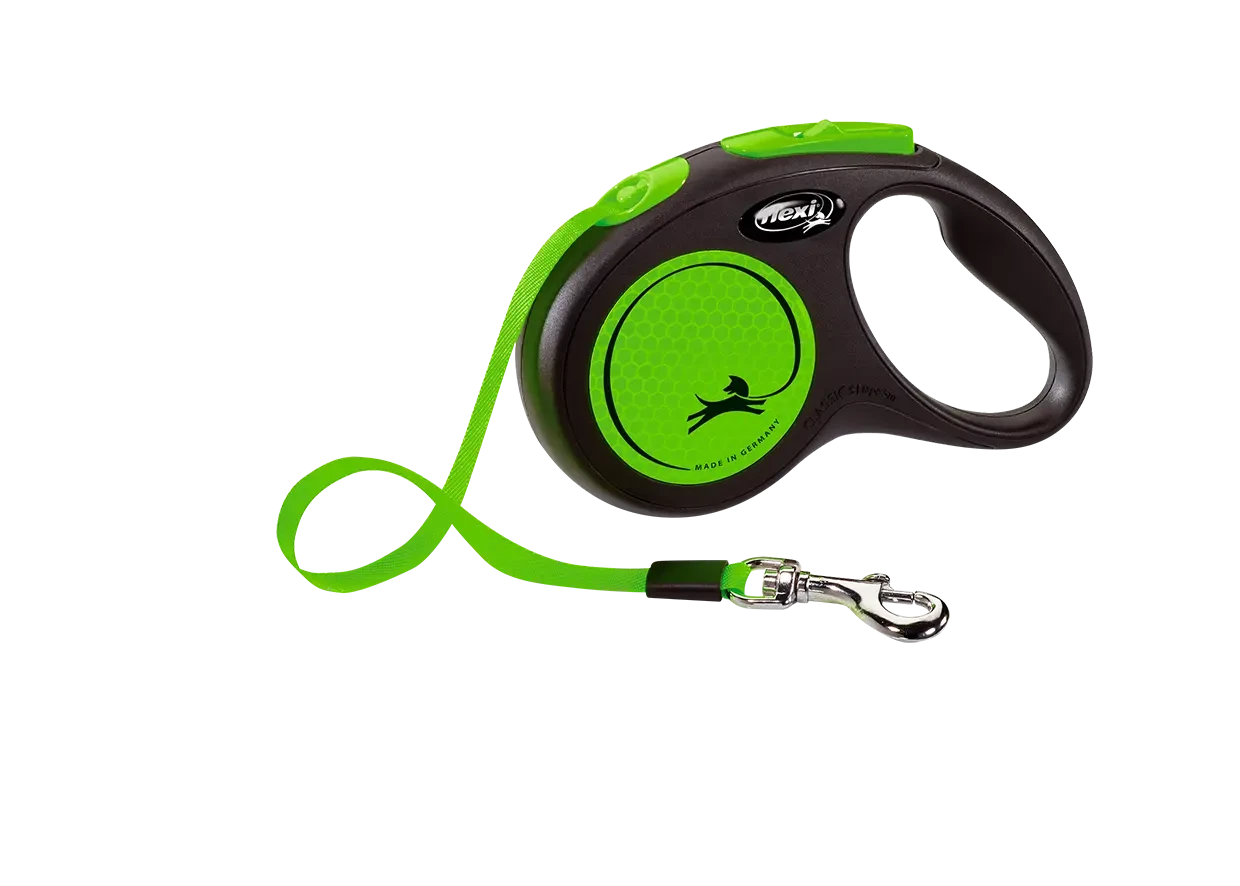 Повідець-рулетка Flexi Neon  S , для собак до 15 кг, стрічка 5 м, зелений