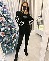 Жіночий светр в'язаний красивий стильний молодіжний прогулянковий вільного фасону оверсайз з написами