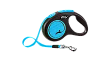 Поводок-рулетка Flexi Neon S , для собак до 15 кг, лента 5 м, синий