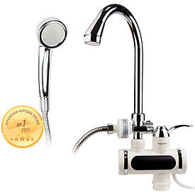 Кран-водонагрівач проточний JZ 3.0 кВт 0.4-5бар для ванни гусак вухо на гайці AQUATICA JZ-6C141W (9793203)