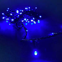 Светодиодная гирлянда-нить черная проволока 100 LED Xmas цилиндрическая 5.5 м 8 режимов синий