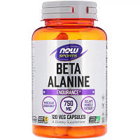 Аминокислота Now Foods Бета-Аланин, Beta-Alanine, 750 мг, 120 вегетарианских капсул (NOW-02008)