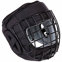 Шлем для единоборств с металлической решеткой кожаный черный VL-3150, S: Gsport XL