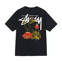 Футболка черная LOYS Stussy WITHERED-FLOWER