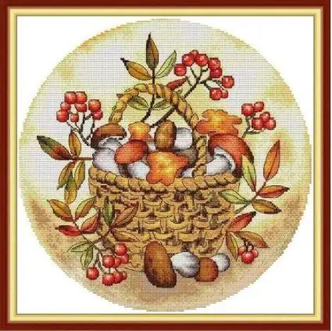 Набір для вишивання за нанесеною на канві схемою "Autumn Harvest". AIDA 14CT printed, 34*34 см