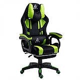 Комп'ютерне крісло із тканини STUDENT KO23ZIEL ЧОРНО-ЗЕЛЕНЕ Геймерське крісло з підніжкою і подушками до 150кг, фото 4