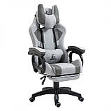 Комп'ютерне крісло із тканини STUDENT KO23SZ СІРЕ Геймерське крісло з підніжкою і подушками до 150кг, фото 4