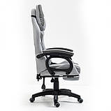 Комп'ютерне крісло із тканини STUDENT KO23SZ СІРЕ Геймерське крісло з підніжкою і подушками до 150кг, фото 5