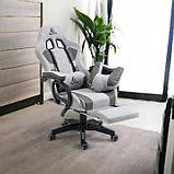 Комп'ютерне крісло із тканини STUDENT KO23 4 КОЛЬОРИ НА ВИБІР Геймерське крісло з підніжкою і подушками 150кг, фото 5