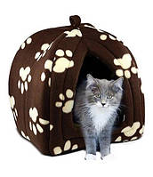 Домик для кота или собаки Pet Hut White, 33х33х40см, Коричневый Мягкий домик для собаки Кошачий домик SS&V