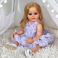 Лялька Реборн Reborn 55 см вініл-силінонова Марго в наборі із соскою, пляшечкою, іграшкою. Можна купати