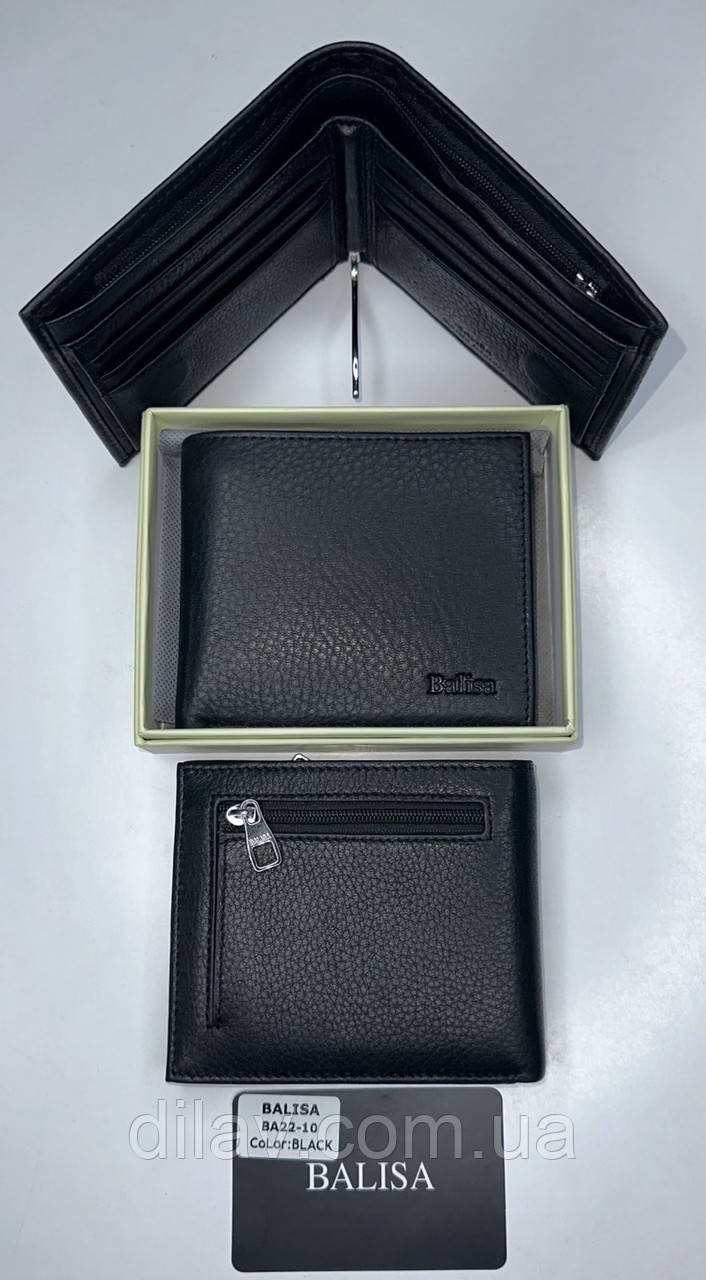 Чоловічий гаманець шкіряний на магниті, фото 1