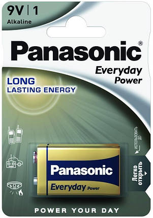 Батарейка Panasonic EVERYDAY POWER лужна 6LR61(6LF22, MN1604, MX1604, Крона) блістер, 1 шт., фото 1