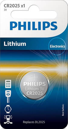 Батарейка Philips літієва CR2025 блістер, 1 шт, фото 1